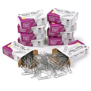 Small Paper Clips, 10 packs of 100, totals 1000, 1000/pk