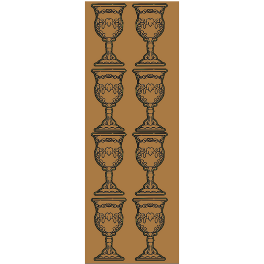 Kiddush Cup Becher Arbah Kosos Gold Die-cut Stickers (Medium), Pack of 6 Sheets