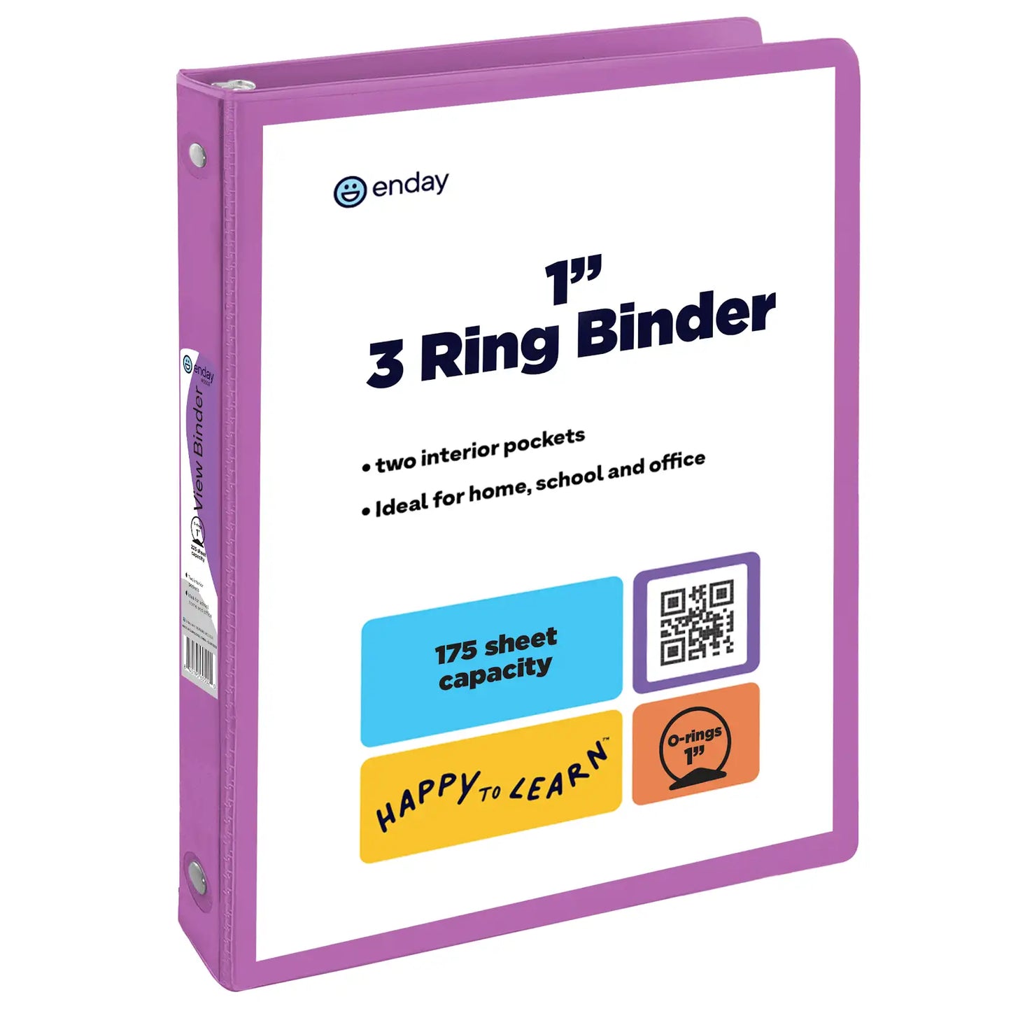 Enday 1" 3-Ring View Binder With 2-Pockets, Purple