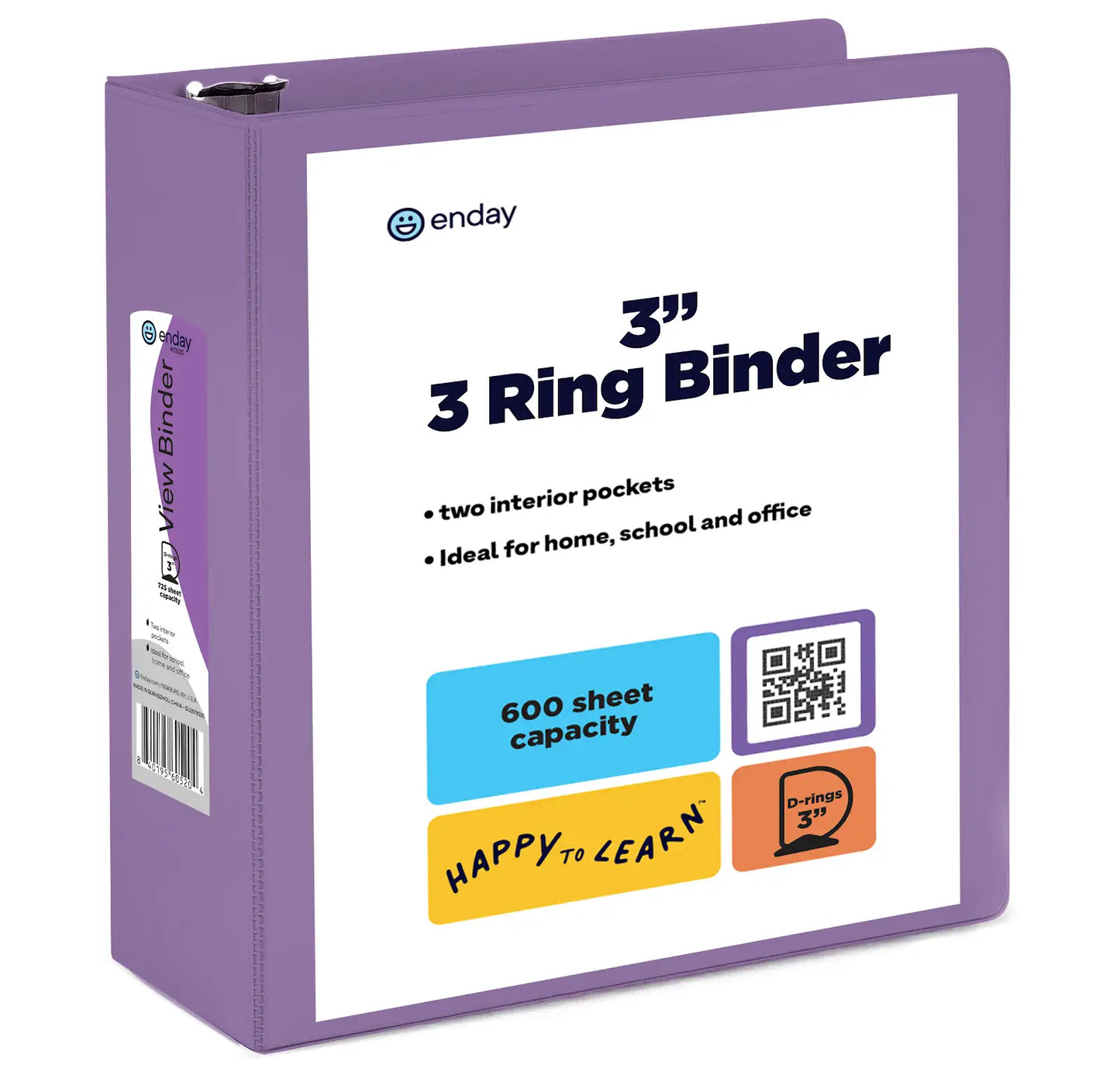 Enday 3″ Slant-D Ring View Binder With 2 Pockets, Purple