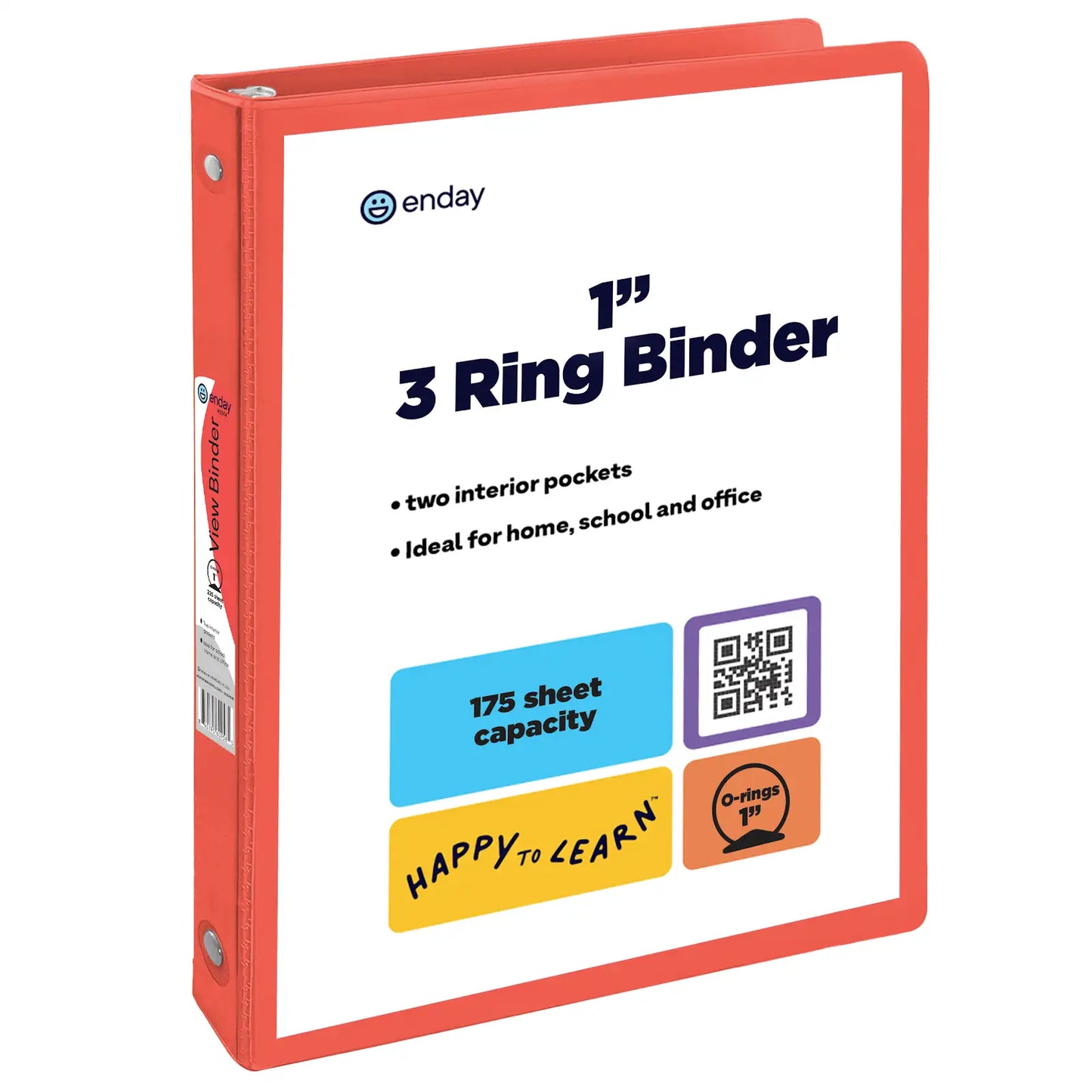 Enday 1" 3-Ring View Binder With 2-Pockets, Red