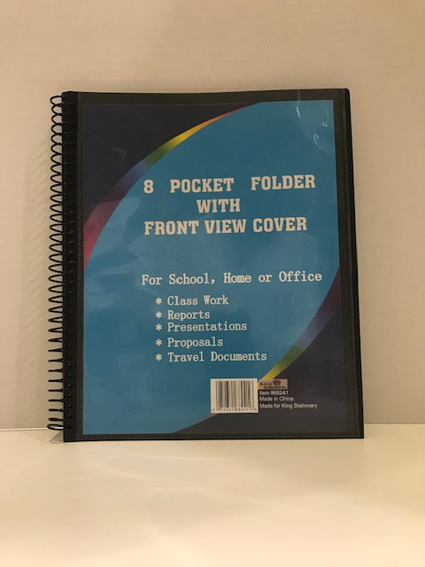 10 Pocket Poly Organizer with Front Insert Color May Vary