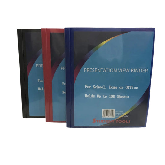 1/2" Poly 3-Ring View Presentation Binder w/ Pocket, Color May Vary