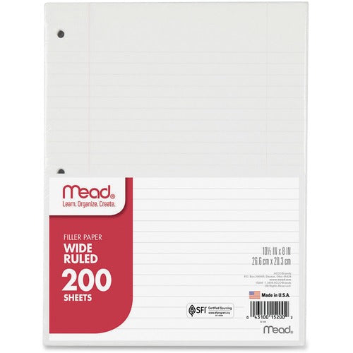 Mead 3-Hole Punched Wide-Ruled Filler Paper
