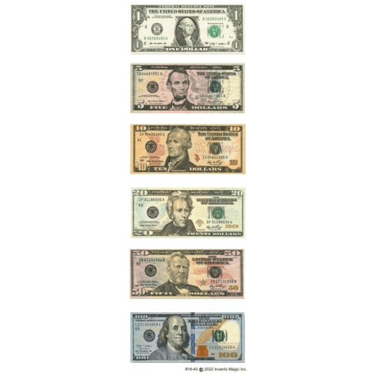Dollar Bill Stickers 6-Sheet pack