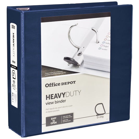 Heavy-Duty View 3-Ring Binder, 3" D-Rings Dark Blue