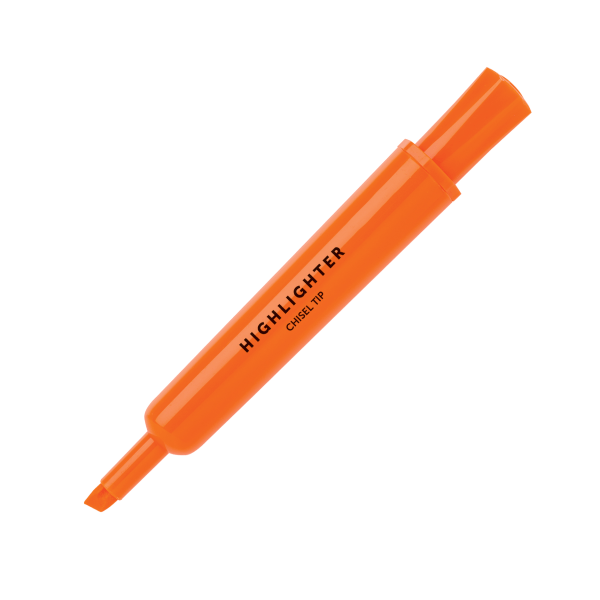 Chisel-Tip Highlighters, Fluorescent Orange, Pack Of 12