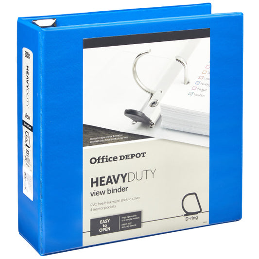 Heavy-Duty View 3-Ring Binder, 3" D-Rings Blue