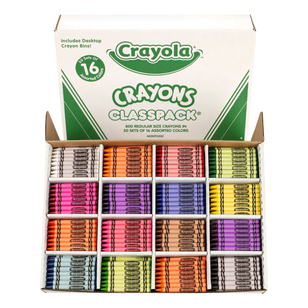 Crayola Classpack Regular Crayons, 16 Colors, 800/Box