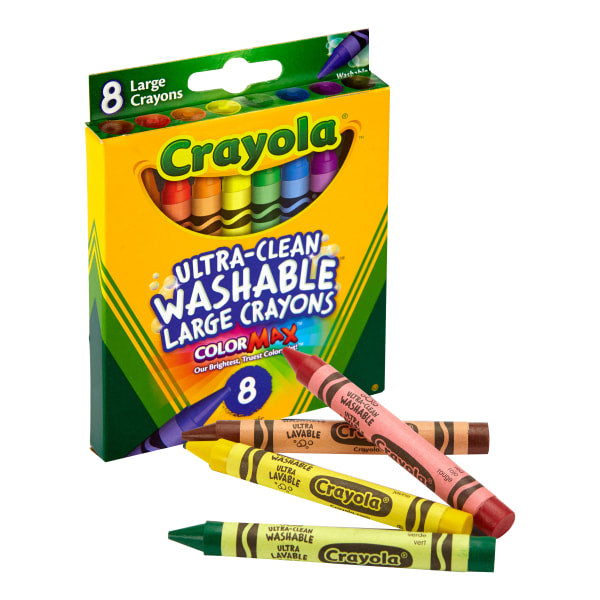 Crayola Ultra-Clean Washable Crayons, Large, 8 Colors/Box