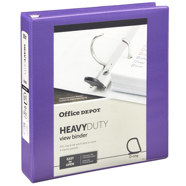 Heavy-Duty View 3-Ring Binder, 1.5" D-Rings Purple