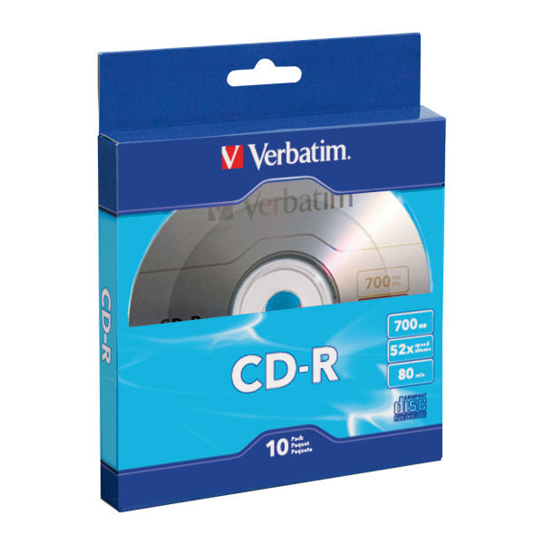 CD-R Recordable Disc, 700 MB/80 Min, 52x, 10/Pack