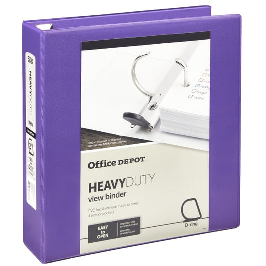 Heavy-Duty View 3-Ring Binder, 2" D-Rings Purple