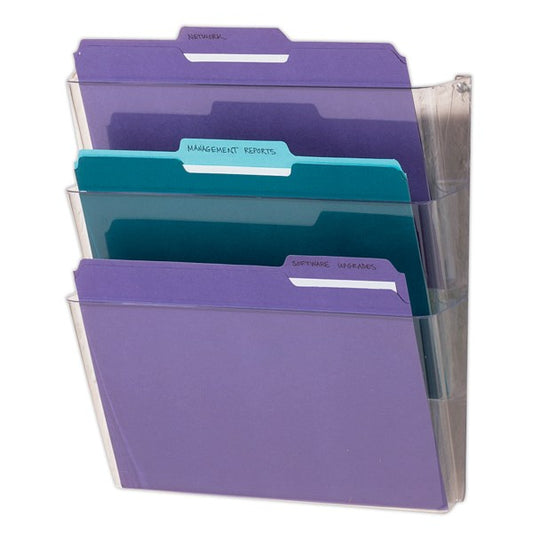 Wall Pockets, Letter Size, Clear, 3/Pack