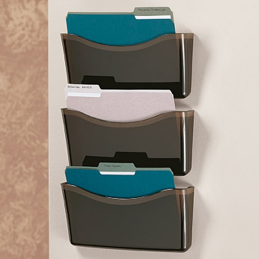 Unbreakable 3-Pocket Letter-Size Wall Files, Black, 3/Pack