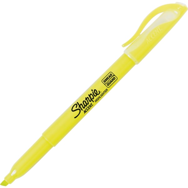 Sharpie Accent Pocket Highlighters, Fluorescent Yellow, Each