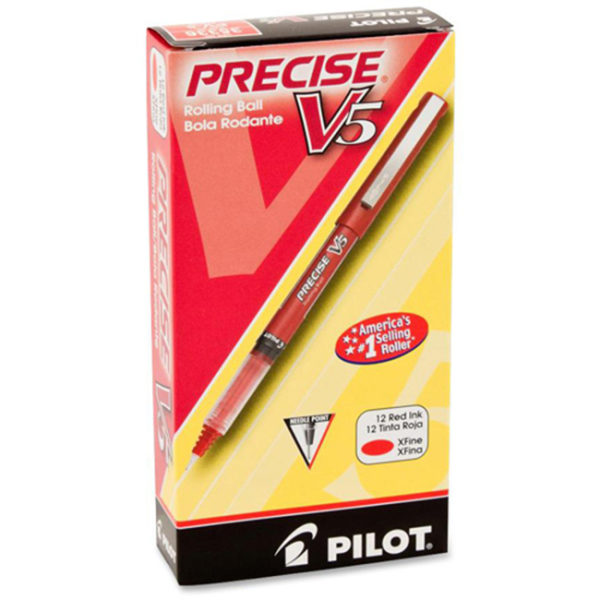 Pilot Precise V5 Liquid Ink Rollerball Pens, Extra Fine Point, Red 12 Pack