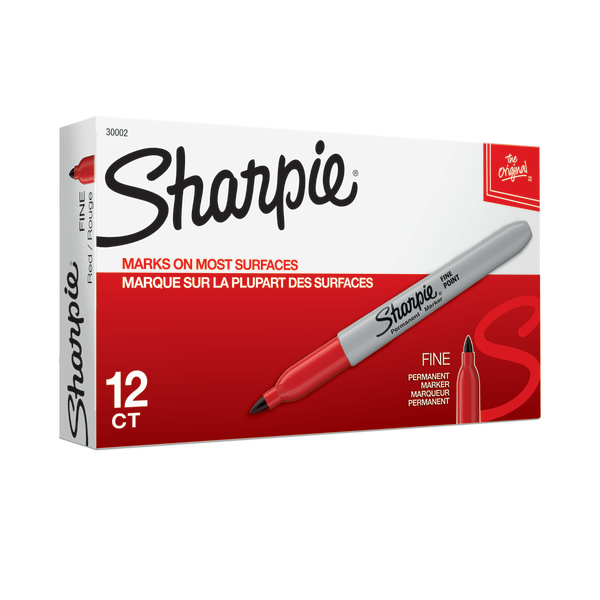 Sharpie Fine Point Permanent Markers Red Ink, Pack Of 12