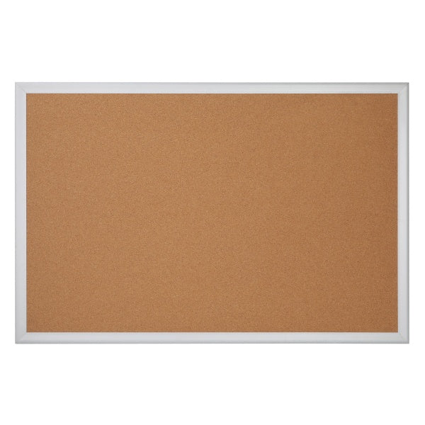 Cork Bulletin Board, 48in x 72in, Aluminum Frame With Silver Finish