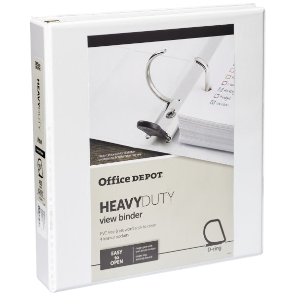 Heavy-Duty View 3-Ring Binder, 1.5" D-Rings White