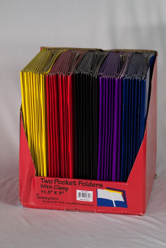 3 Prong 2 Pocket Paper Folder Assorted 100/Box