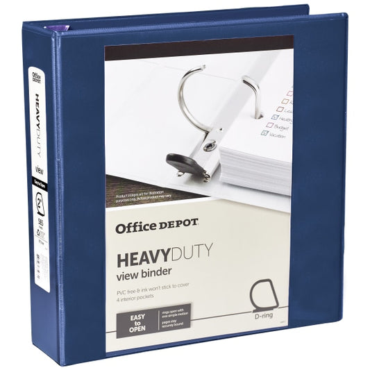 Heavy-Duty View 3-Ring Binder, 2" D-Rings Dark Blue
