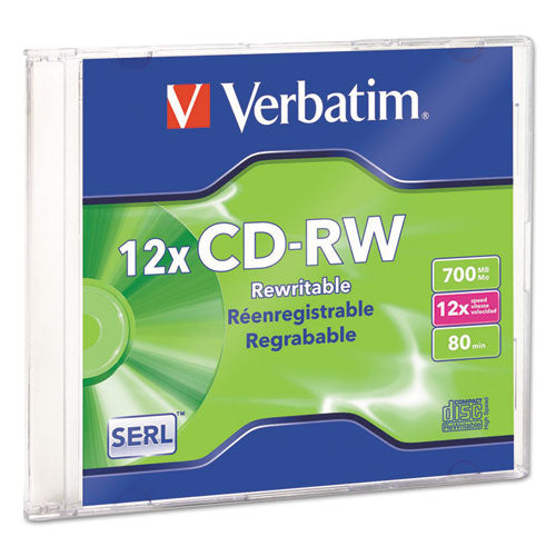 D-RW High-Speed Rewritable Disc, 700 MB/80 Min, 12x, Slim Case, Silver