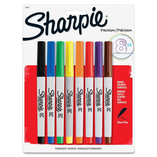 Sharpie Permanent Markers, Ultra Fine Point, Classic Colors, 8 Count