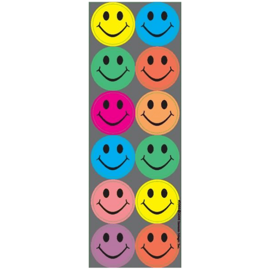 Colorful Smiley Circle Foil Stickers (Large) 6-Sheet pack