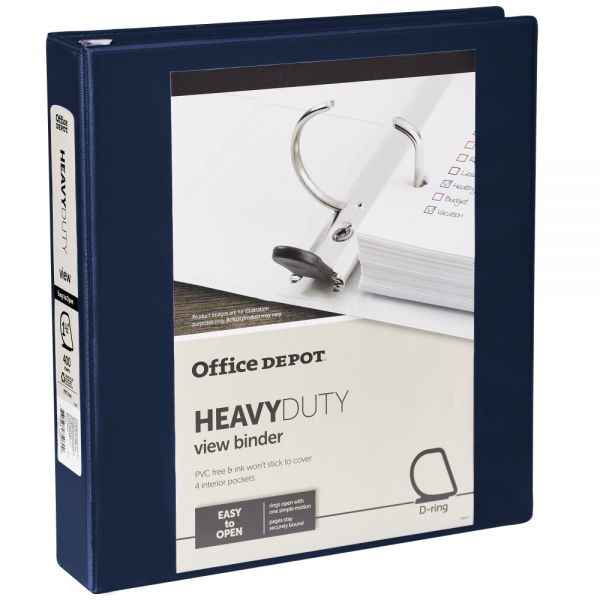 Heavy-Duty View 3-Ring Binder, 1.5" D-Rings Dark Blue