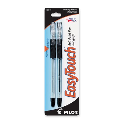 Pilot EasyTouch Ballpoint Stick Pens, Medium Point, Black 2 Pack