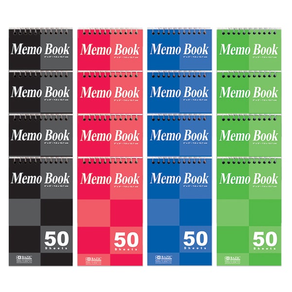 Memo Books Top Bound Spiral 3" X 5" 50 Ct. (4/Pack)