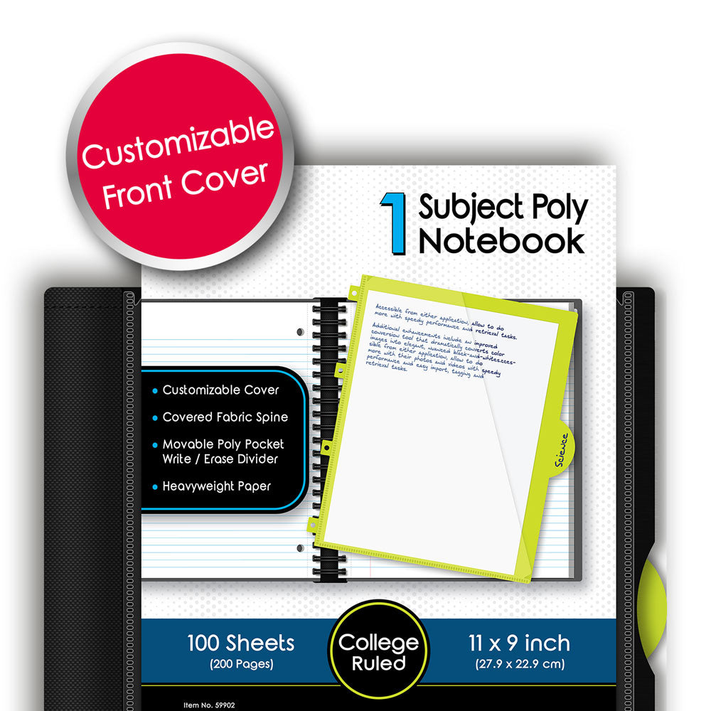 IQ+ Premium 1 Subject Spiral Notebooks, 11″ X 9″, 100 Page, College Ruled Color may vary