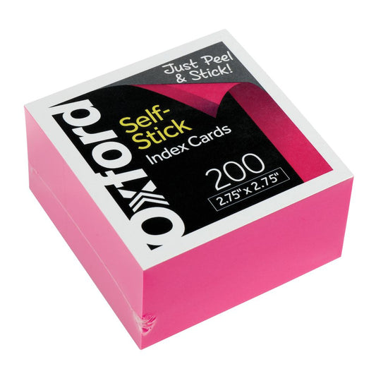 Self-Stick Index Cards, Ruled, 3" x 2.5", Pink 200 Pack