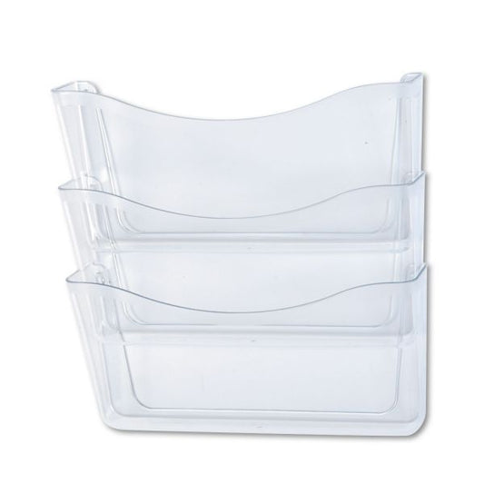 Unbreakable Three Pocket Wall File Letter, Clear