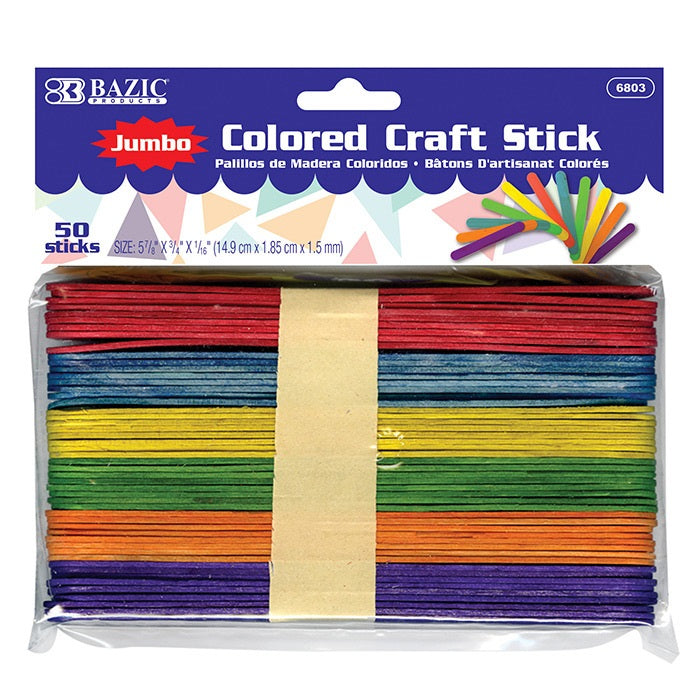 Jumbo Colored Craft Stick (50/Pack)