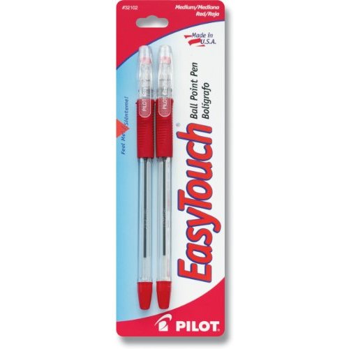 Pilot EasyTouch Ballpoint Stick Pens, Fine Point, Red 2 Pack