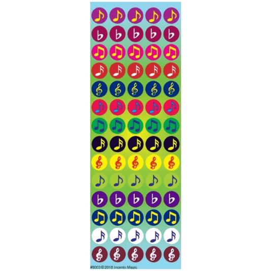 Music Notes Circle Stickers 6-Sheet pack