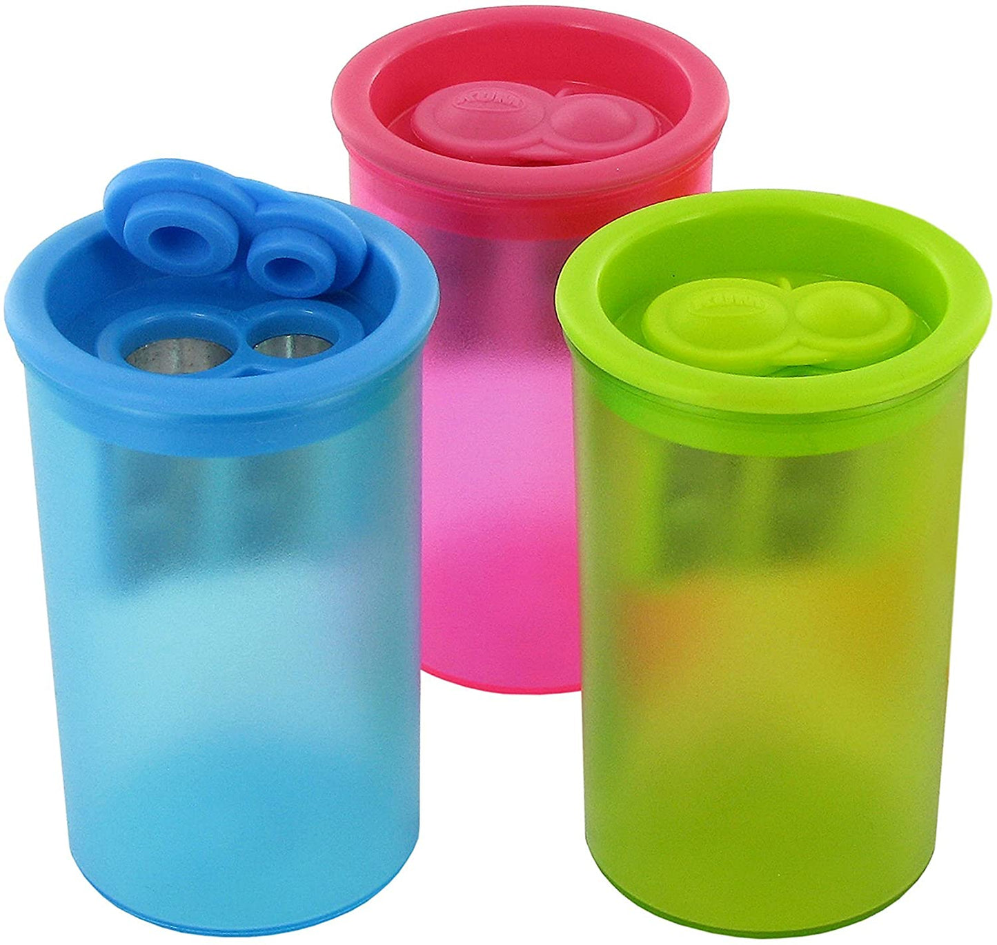 Kum 2-Hole Metal Inner Sharpener with Plastic Container, Colors Vary