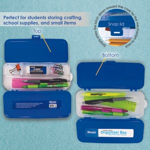 Pencil Case 8" Double Deck Organizer Box, Color May Vary