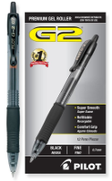 Pilot G-2 Retractable Gel Pens, Fine Point, 0.7 Mm, Black 12 Pack