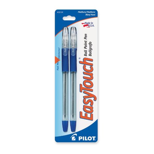 Pilot EasyTouch Ballpoint Stick Pens, Medium Point, Blue 2 Pack