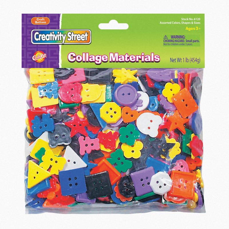 Plastic Buttons, Assorted Colors, 3/4" to 1", 1 lb. Bag