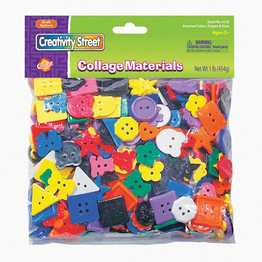 Plastic Buttons, Assorted Colors, 3/4" to 1", 1 lb. Bag