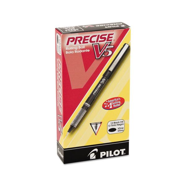 Pilot Precise V5 Liquid Ink Rollerball Pens, Extra Fine Point, Black 12 Pack