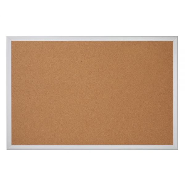 Cork Bulletin Board, 36in x 48in, Aluminum Frame With Silver Finish