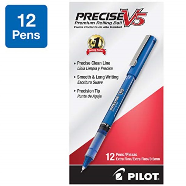 Pilot Precise V5 Liquid Ink Rollerball Pens, Extra Fine Point, Blue 12 Pack