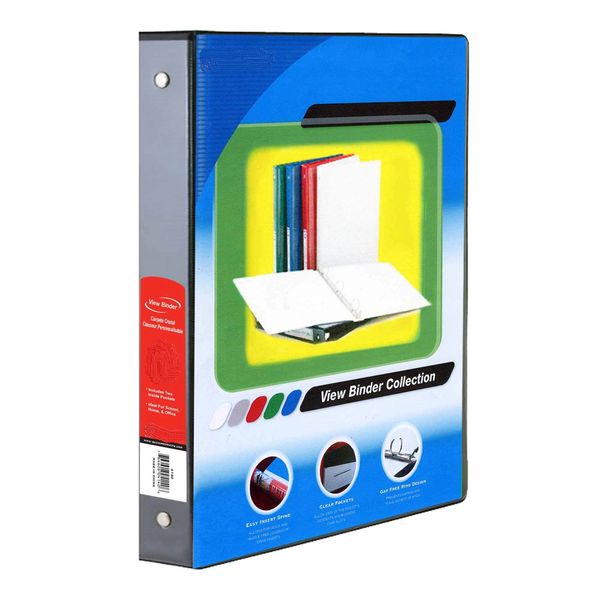 3" Hard Round-Ring Binder with View Black